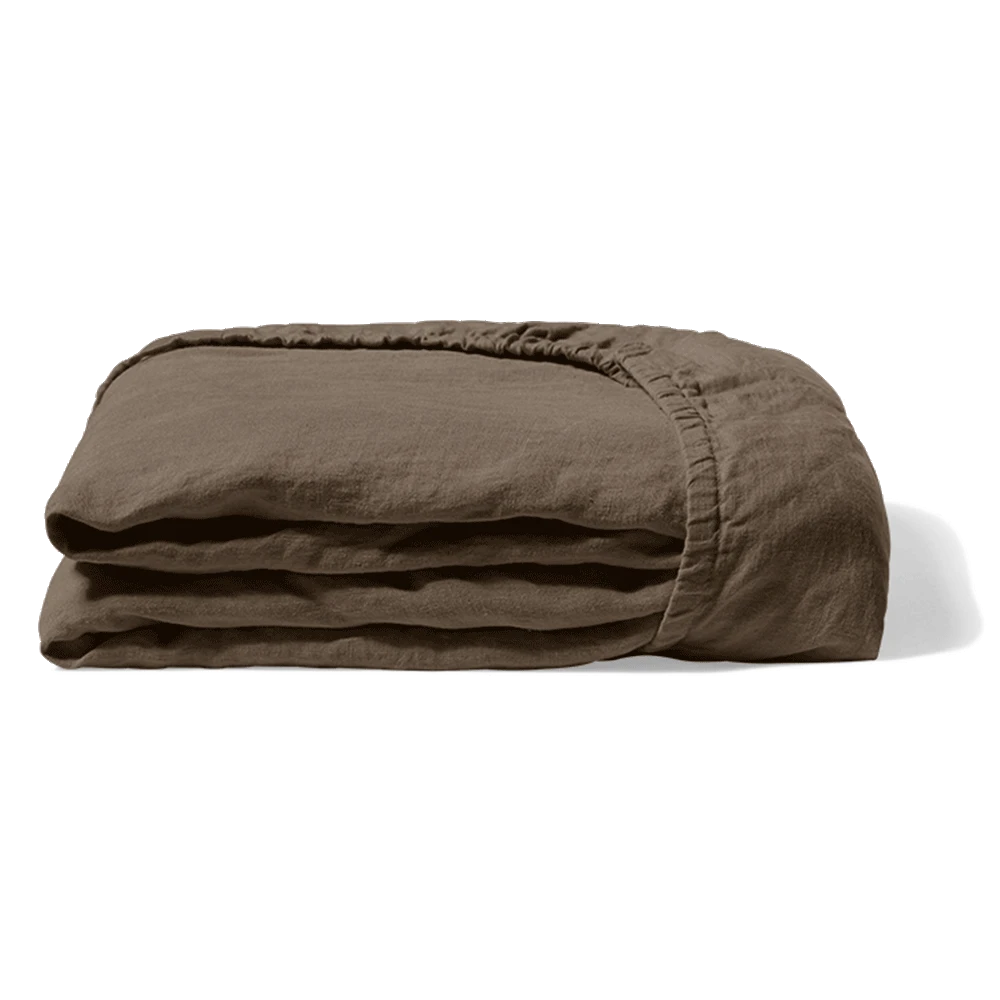 Drap-housse En Lin Lavé - Brun Posillipo 9 Drap-housse En Lin Lavé - Brun Posillipo – Image 9