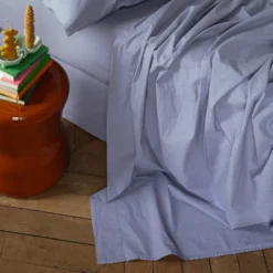 Drap Plat En Coton Percale - Mauve Lavantin