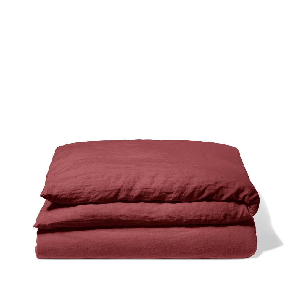 Housse De Couette En Lin Lavé - Rouge Pompei 3 Housse De Couette En Lin Lavé - Rouge Pompei – Image 3