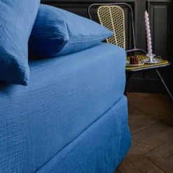 Drap-housse En Gaze De Coton - Bleu Pompidou -Décoration D'intérieur DH bleu 52b5c75c ad5d 4545 93de 1119f352fa49