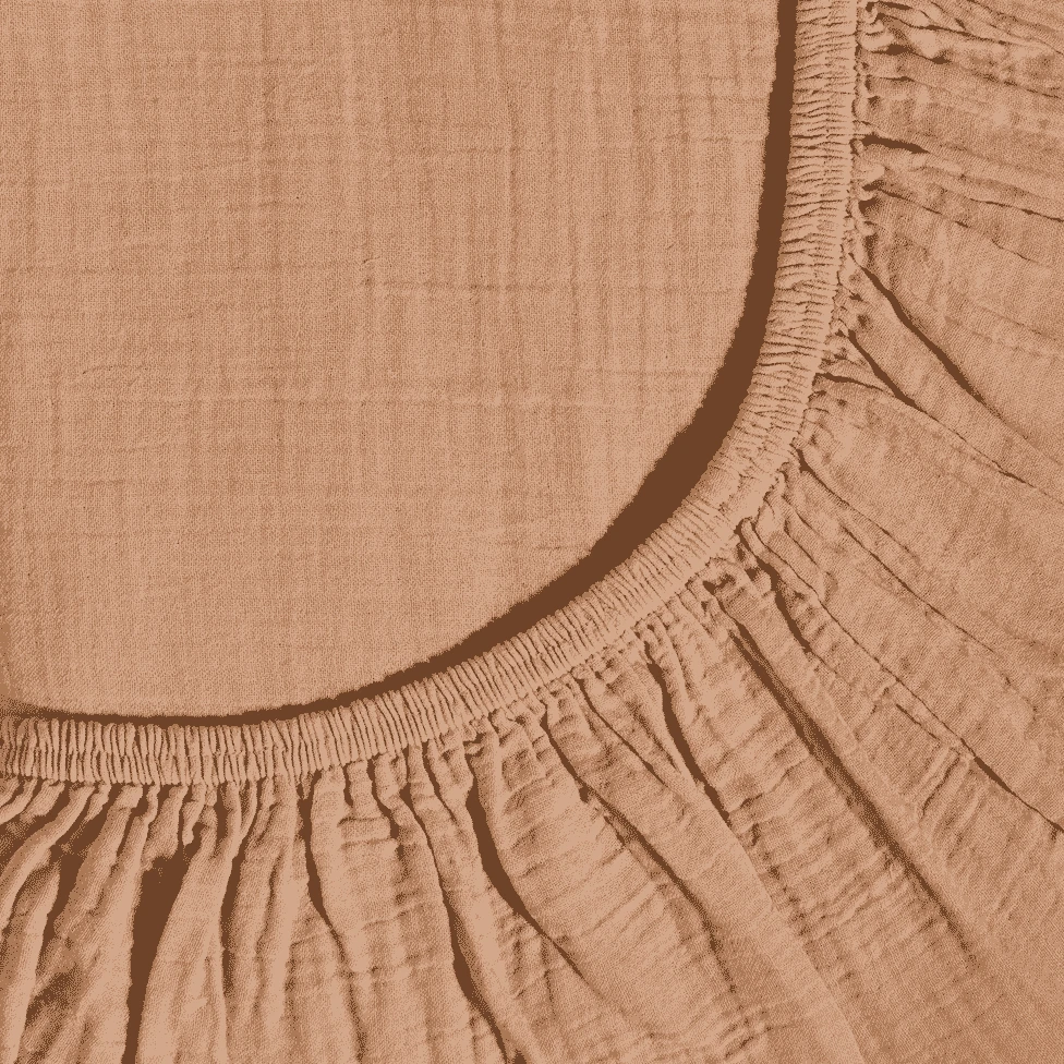 Drap-housse En Gaze De Coton - Brun Haussmann 2 Drap-housse En Gaze De Coton - Brun Haussmann – Image 2