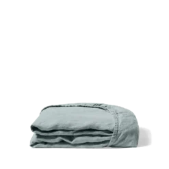 Drap-housse En Lin Lavé - Gris Vésuve -Décoration D'intérieur Drap housse plie grisvert