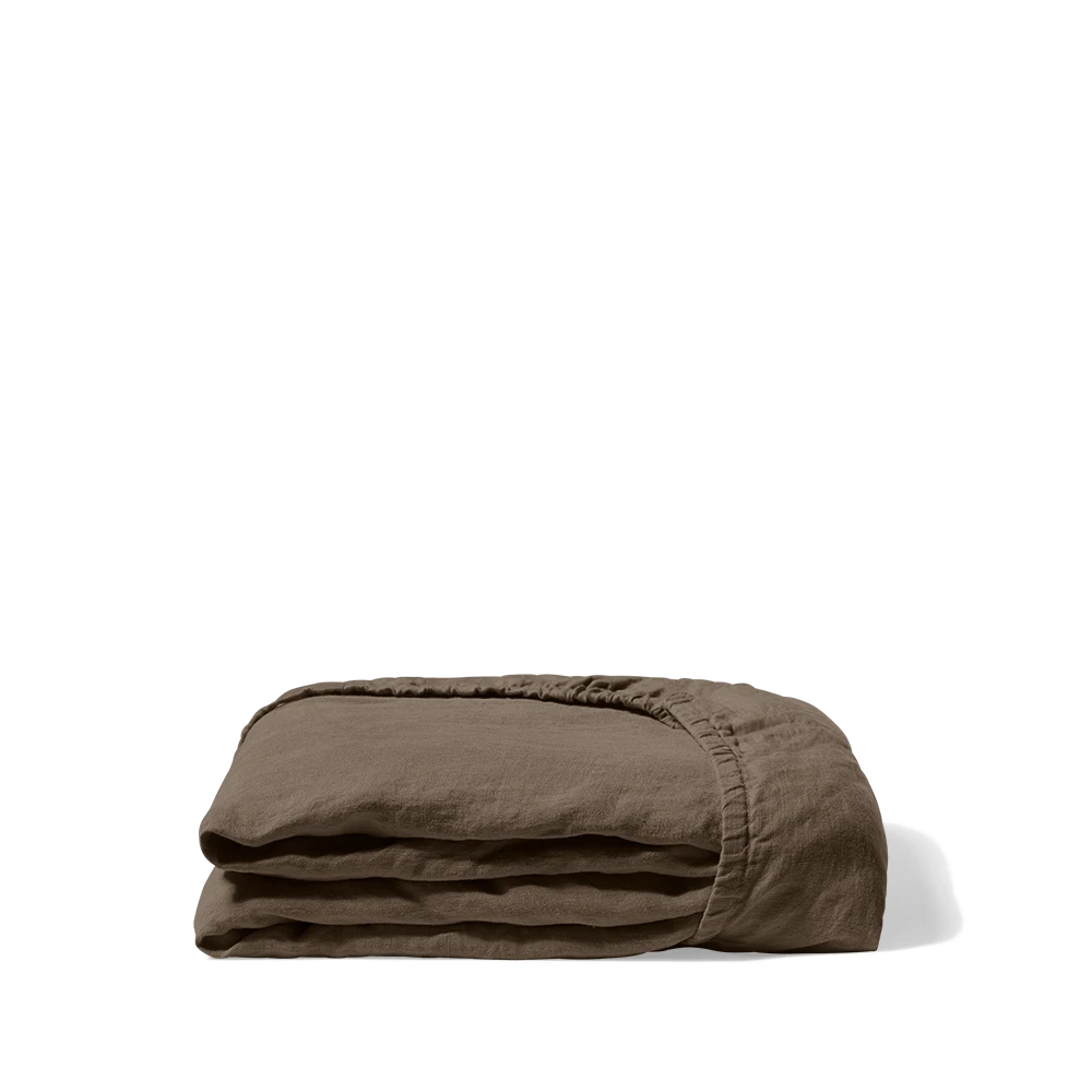 Drap-housse En Lin Lavé - Brun Posillipo 3 Drap-housse En Lin Lavé - Brun Posillipo – Image 3