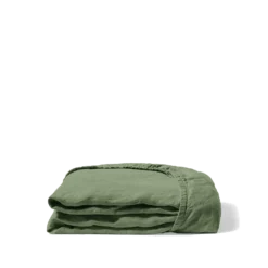 Drap-housse En Lin Lavé - Vert D'Anduze -Décoration D'intérieur Drap housse plie vertanduze