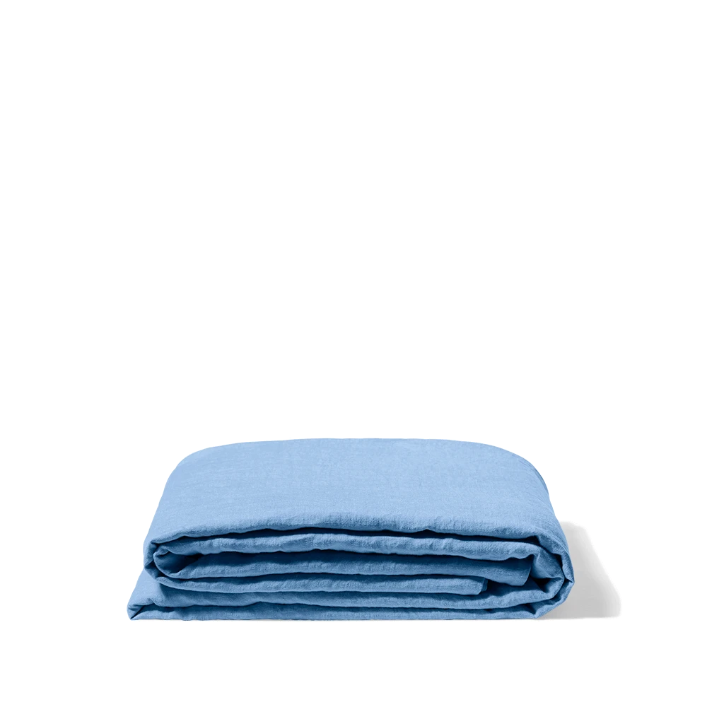 Drap Plat En Lin Lavé - Bleu Tyrrhénien 3 Drap Plat En Lin Lavé - Bleu Tyrrhénien – Image 3