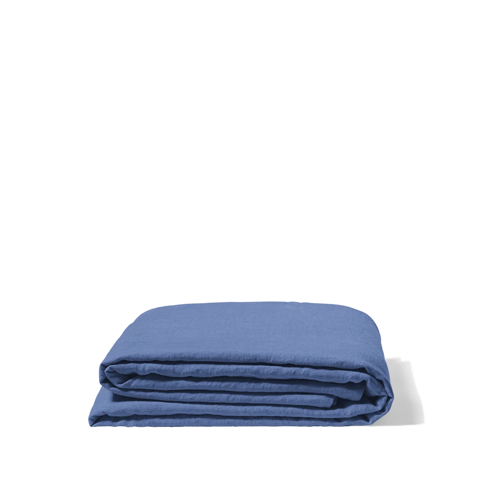 Drap Plat En Lin Lavé - Bleu Paros 3 Drap Plat En Lin Lavé - Bleu Paros – Image 3