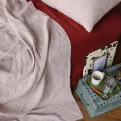 Drap Plat En Lin Lavé - Rayures Chemise Rouge Pompei -Décoration D'intérieur EL AH230215 39b317af af75 44c2 9392 12e1ad9d390a