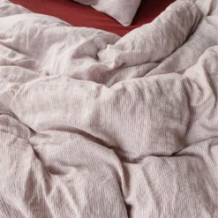 Housse De Couette En Lin Lavé - Rayures Chemise Rouge Pompei -Décoration D'intérieur EL AH230217 49531564 dfd4 4d73 b5df 8c2d4f7b713a