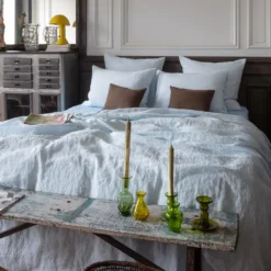 Taie D'oreiller En Lin Lavé - Rayures Chemise Bleu Tyrrhénien -Décoration D'intérieur EL AH234840 7c5b9353 f195 40e6 b327 e4ee62664b56