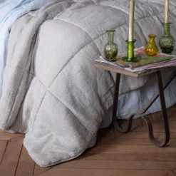 Édredon En 100% Lin Lavé - Rayures Brun Posillipo