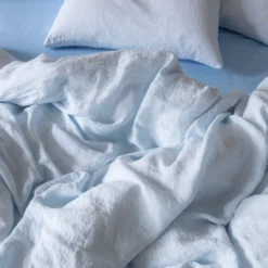 Housse De Couette En Lin Lavé - Rayures Chemise Bleu Tyrrhénien -Décoration D'intérieur EL AH234873 8306ff27 de55 442f a105 71c514401da4