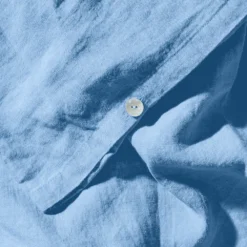 Housse De Couette En Lin Lavé - Bleu Tyrrhénien -Décoration D'intérieur Housse de couette detail bleu 15869e53 6729 4316 a6c1 db91a1db2710