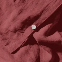 Housse De Couette En Lin Lavé - Rouge Pompei 11 Housse De Couette En Lin Lavé - Rouge Pompei -Décoration D'intérieur Housse de couette detail rouge