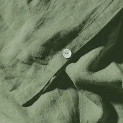 Housse De Couette En Lin Lavé - Vert D'Anduze -Décoration D'intérieur Housse de couette detail vertanduze