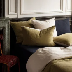 Taie D'oreiller En Lin Lavé - Bicolore Pierre & Vert -Décoration D'intérieur LINGE DU LIT 230320230483 BD 80bafc0d 1364 4549 bca2 187ad6a29a83