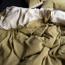 Housse De Couette En Lin Lavé - Bicolore Pierre & Vert -Décoration D'intérieur LINGE DU LIT 230320230485 BD a482e325 6ed9 428e b51a f85a3bf03b48