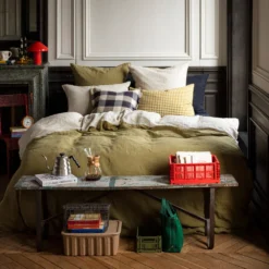 Taie D'oreiller En Lin Lavé - Bicolore Pierre & Vert -Décoration D'intérieur LINGE DU LIT 230320230512 BD 277699fe 15a7 4231 b59a e9709242e0a4