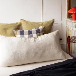 Taie XL En Lin Lavé - Bicolore Pierre & Vert -Décoration D'intérieur LINGE DU LIT 230320230643 BD f14a49ee 9597 4a4a 8f30 ef83ab884ee6