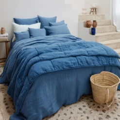 Housse De Couette En Lin Lavé - Bleu Paros -Décoration D'intérieur MERCI GRECE JAN236728 BD b6be766f 5356 4a40 b919 8f3826bfba74