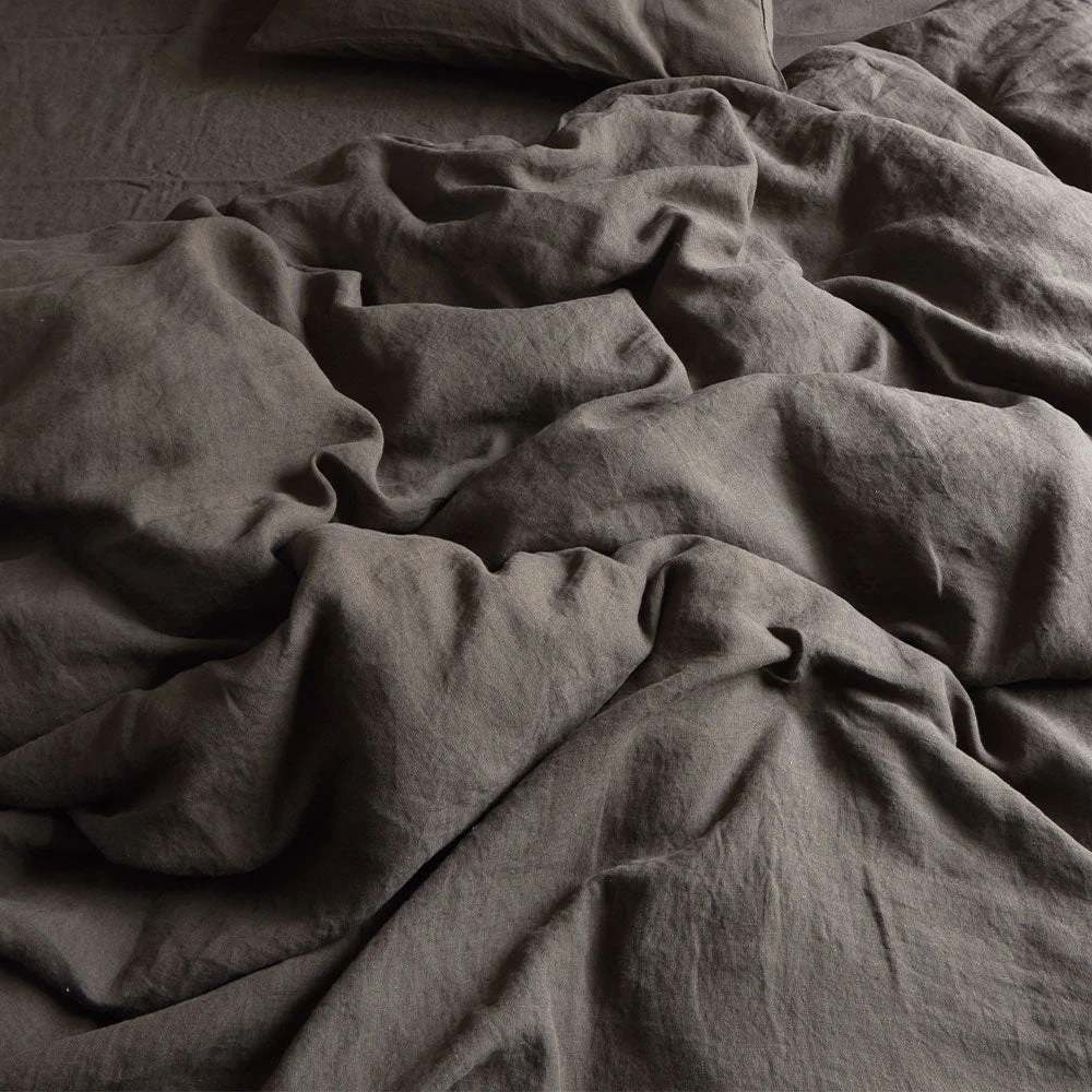Housse De Couette En Lin Lavé - Brun Posillipo 2 Housse De Couette En Lin Lavé - Brun Posillipo – Image 2