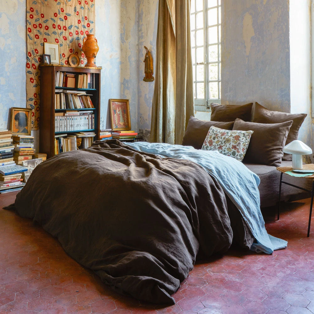 Housse De Couette En Lin Lavé - Brun Posillipo 1 Housse De Couette En Lin Lavé - Brun Posillipo