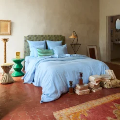 Housse De Couette En Lin Lavé - Bleu Tyrrhénien