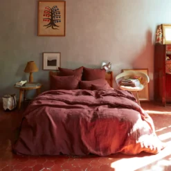 Taie D'oreiller En Lin Lavé - Rouge Pompei -Décoration D'intérieur MERCI LINTEXAH23 1547 e2308b70 eb9b 4f54 afd3 b75afc921682