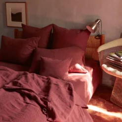 Taie D'oreiller En Lin Lavé - Rouge Pompei