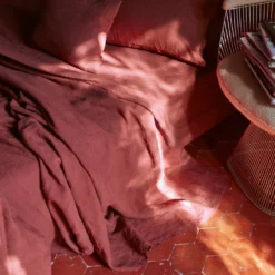 Drap Plat En Lin Lavé - Rouge Pompei -Décoration D'intérieur MERCI LINTEXAH23 1553 fdde92ef f0ed 476b af9c 64cc1a21ae3d
