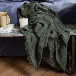 Plaid En Gaze De Coton - Vert Luxembourg