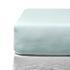 Drap-housse En Lin Lavé - Bleu Antiparos -Décoration D'intérieur Merci draphoussematelas bleuclair