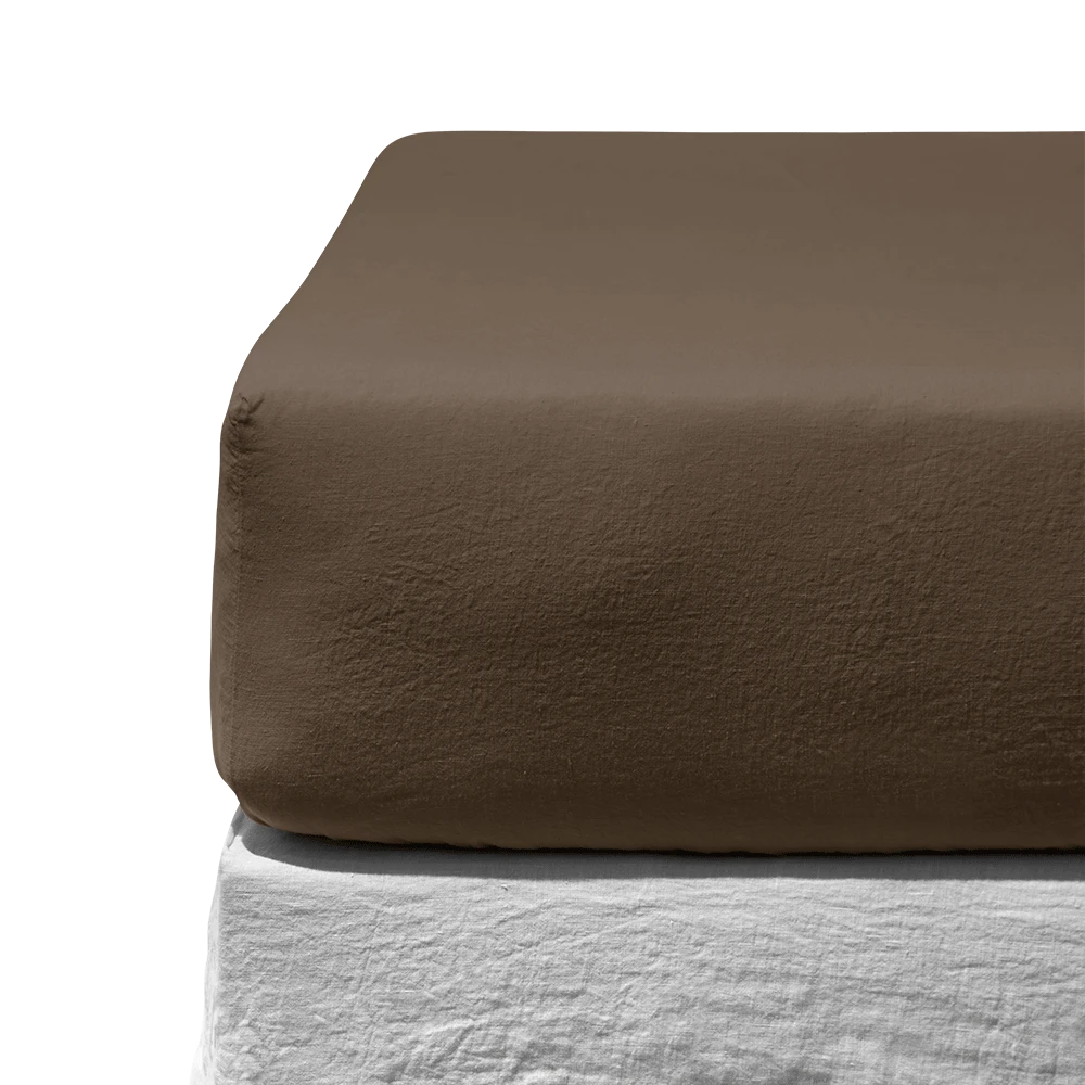 Drap-housse En Lin Lavé - Brun Posillipo 2 Drap-housse En Lin Lavé - Brun Posillipo – Image 2