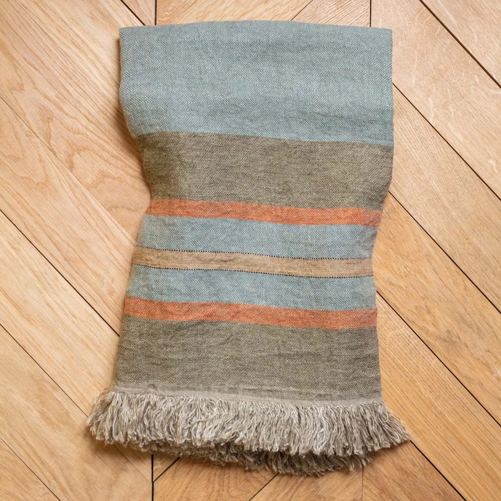 Fouta Belge En Lin - Rayures Mutlicolores 3 Fouta Belge En Lin - Rayures Mutlicolores – Image 3