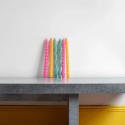 Coffret De Six Bougies Long Mix - Vert, Jaune, Rose