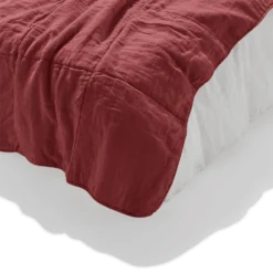 Édredon En 100% Lin Lavé - Rouge Pompei -Décoration D'intérieur Merci edredon rouge 1