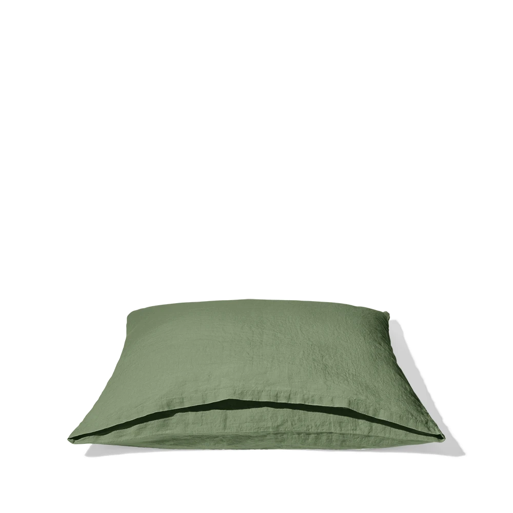 Taie D'oreiller En Lin Lavé - Vert D'Anduze 5 Taie D'oreiller En Lin Lavé - Vert D'Anduze – Image 5