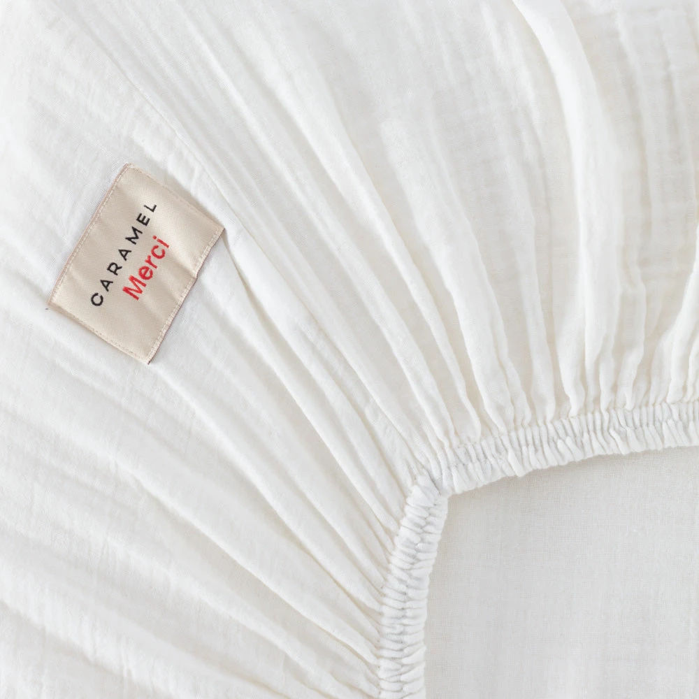 Caramel X Merci - Drap-housse En Gaze De Coton - Blanc De Meudon 4 Caramel X Merci - Drap-housse En Gaze De Coton - Blanc De Meudon – Image 4