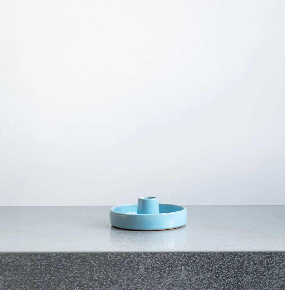 Bougeoir En Céramique - Bleu Clair 2 Bougeoir En Céramique - Bleu Clair – Image 2