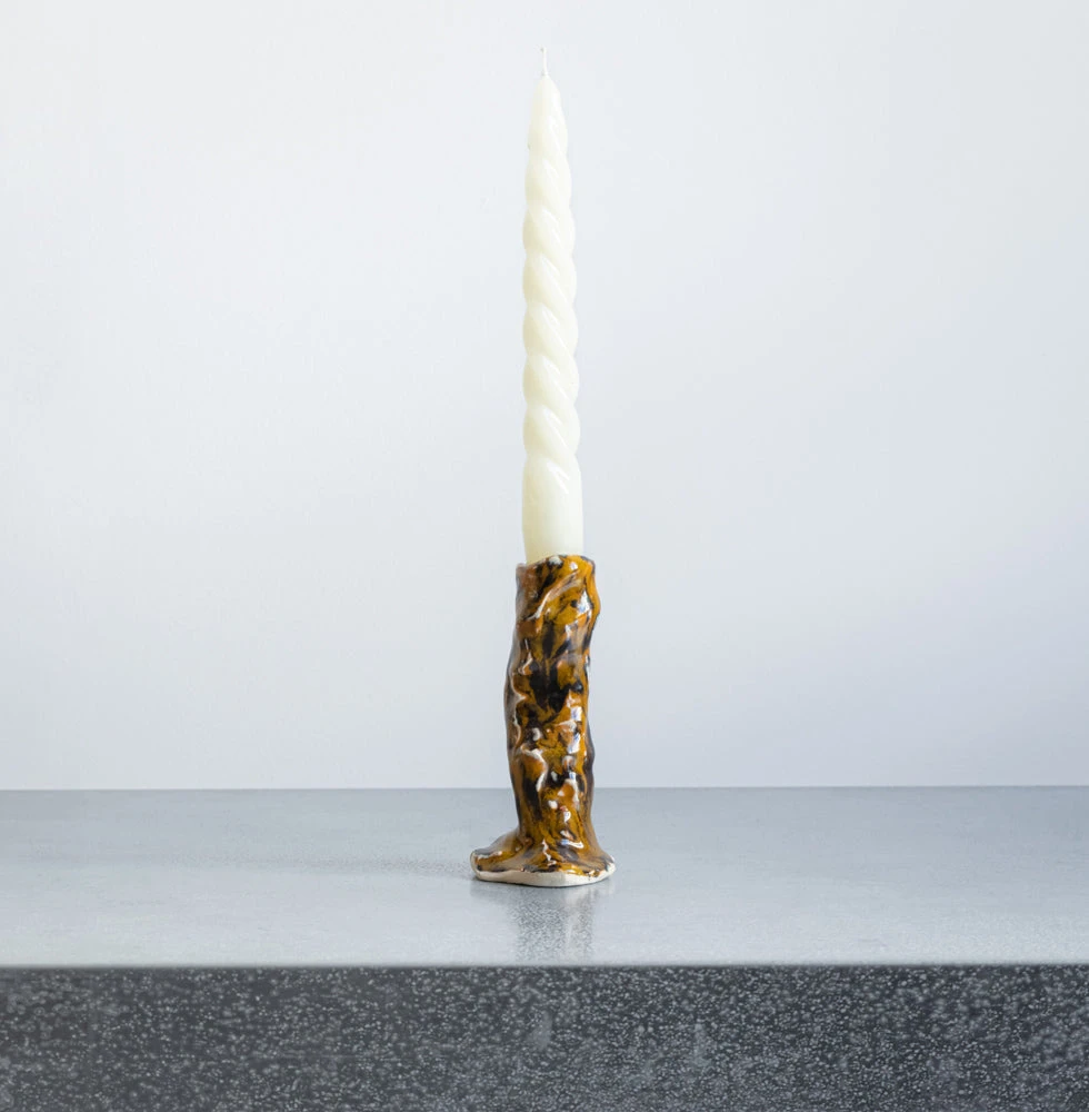 Bougeoir En Céramique émaillée - Jaune 1 Bougeoir En Céramique émaillée - Jaune