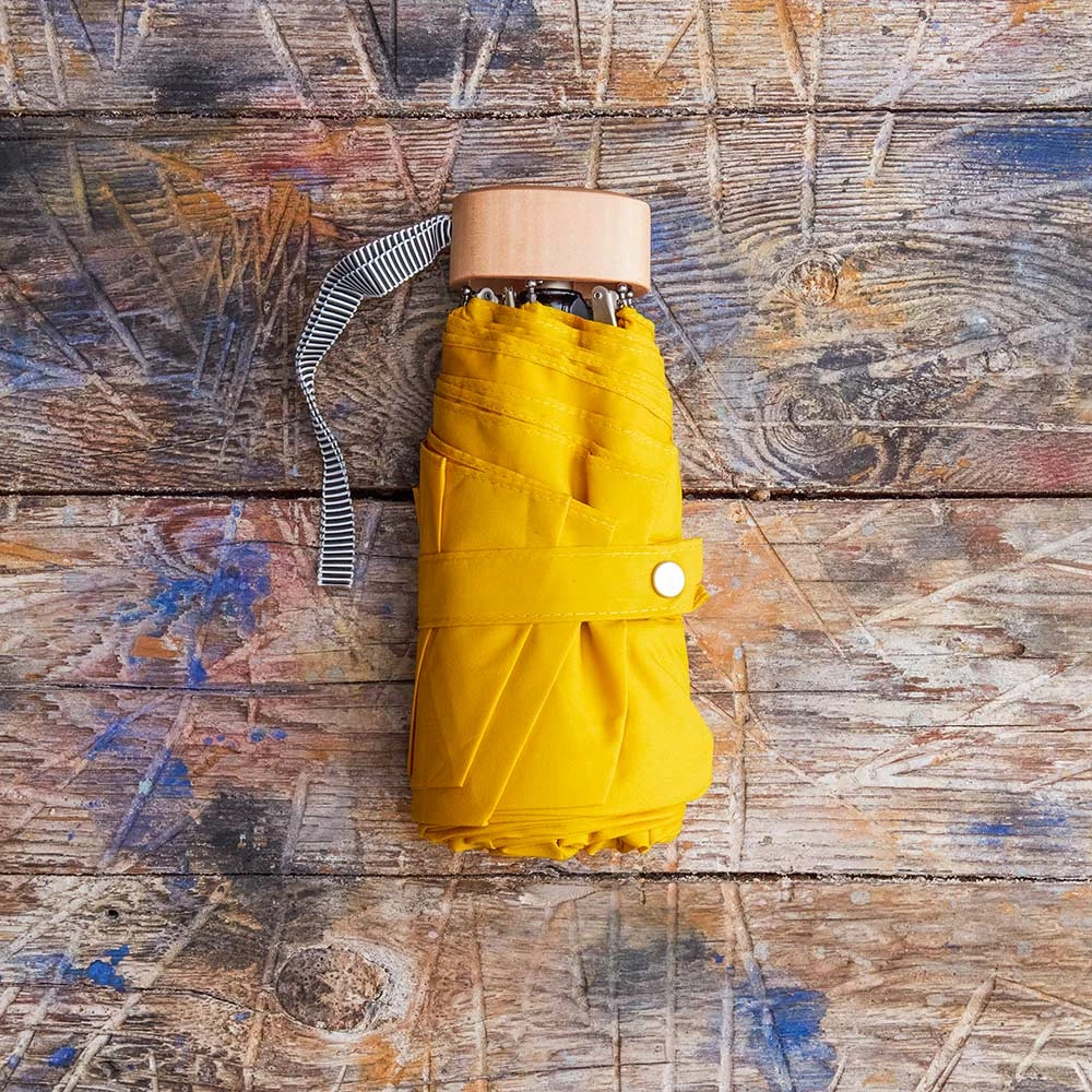 Petit Parapluie Bois - Jaune 2 Petit Parapluie Bois - Jaune – Image 2