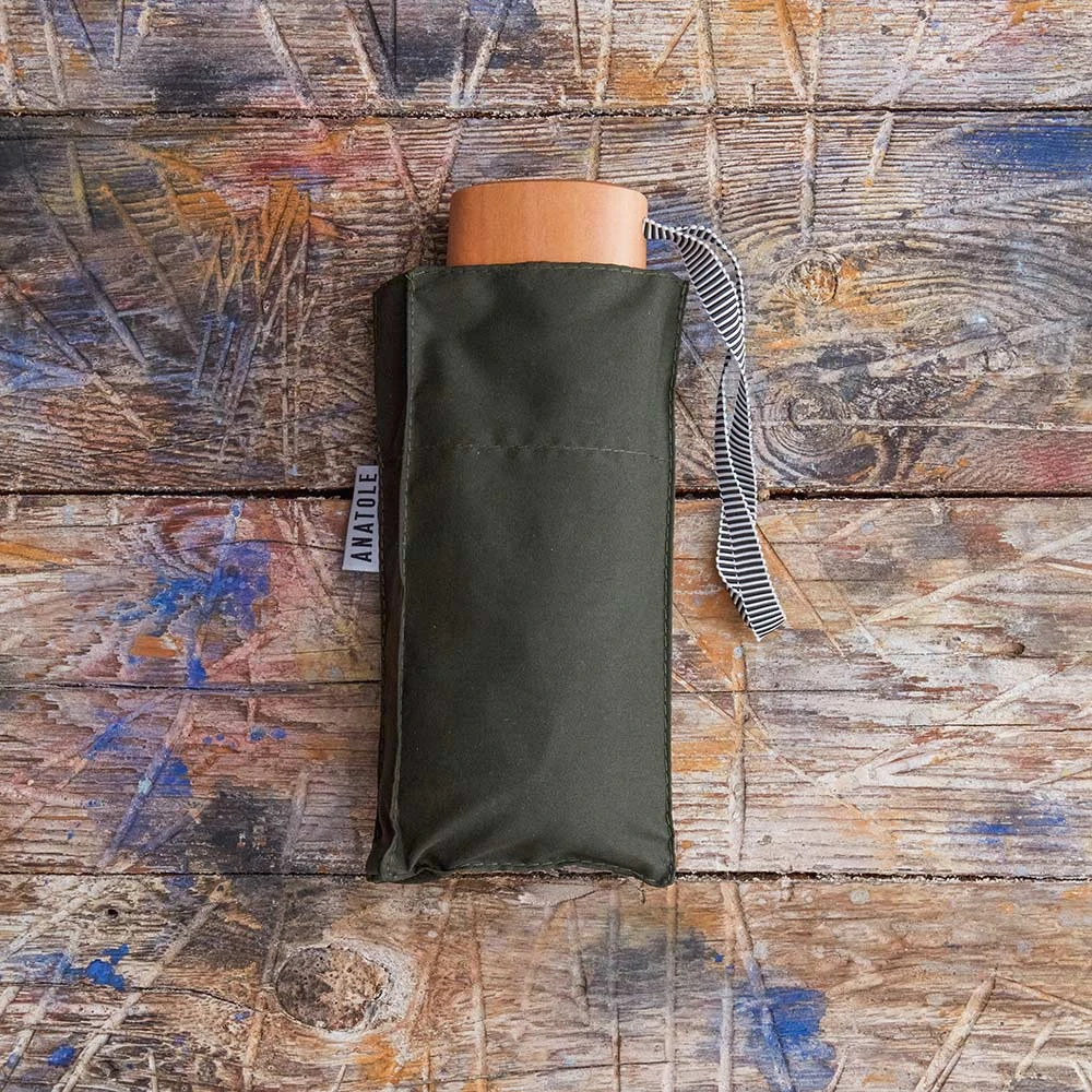 Petit Parapluie Bois - Kaki 1 Petit Parapluie Bois - Kaki