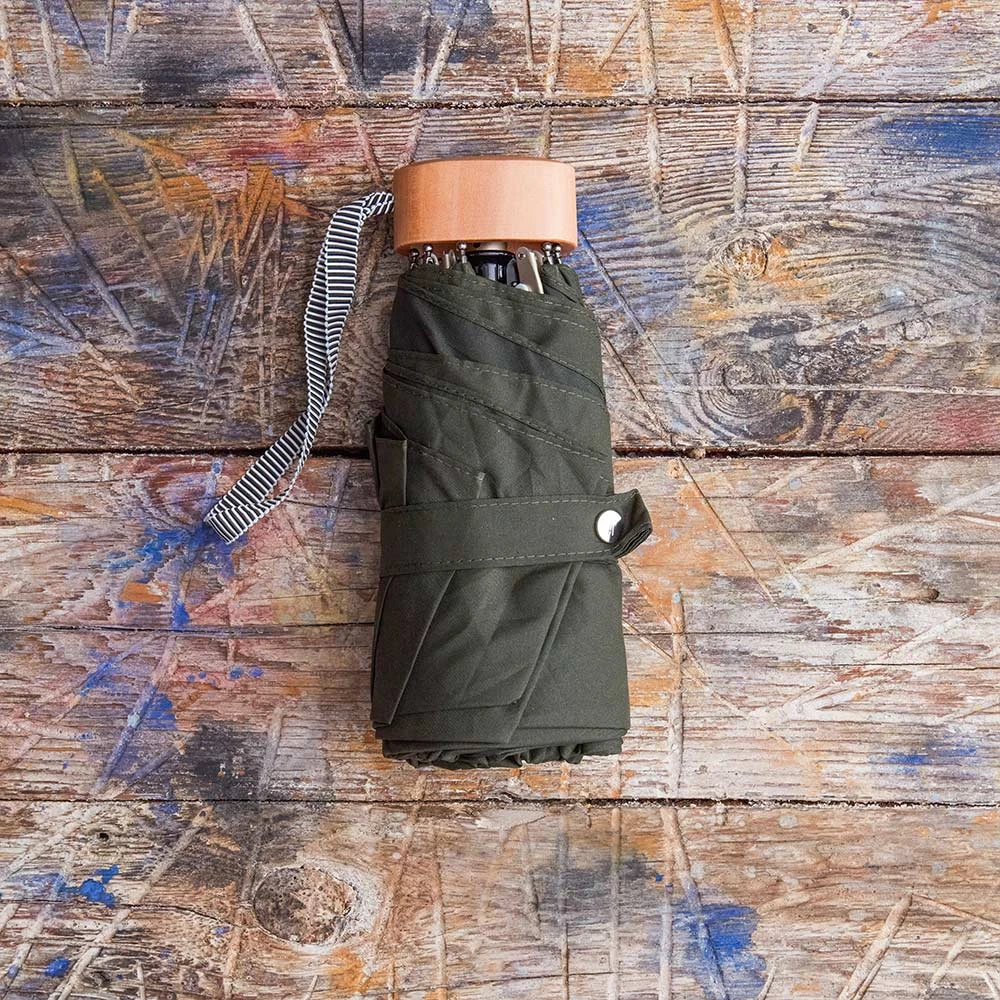 Petit Parapluie Bois - Kaki 2 Petit Parapluie Bois - Kaki – Image 2