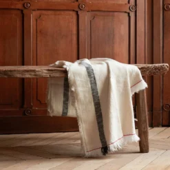 Plaid En Lin Lavé - Écru