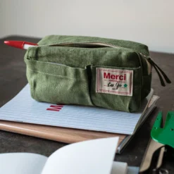 Merci - Trousse En Lin Lavé - Vert Anduze
