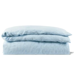 Housse De Couette En Lin Lavé - Rayures Chemise Bleu Tyrrhénien -Décoration D'intérieur Sans titre 3