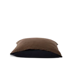 Taie D'oreiller En Lin Lavé - Bicolore Bleu Encre & Marron -Décoration D'intérieur bicolour packshot linges du lit 240320230797 BD