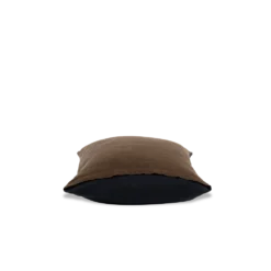 Taie D'oreiller En Lin Lavé - Bicolore Bleu Encre & Marron -Décoration D'intérieur bicolour packshot linges du lit 240320230840 BD