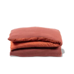 Housse De Couette En Lin Lavé - Bicolore Rose & Vieux Rose -Décoration D'intérieur bicolour packshot linges du lit 240320230884 BD