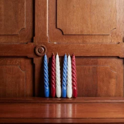 Lot De 6 Bougies Twist - Rouge, Blanc, Bleu