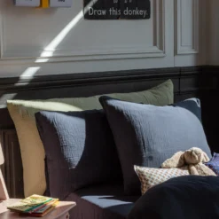 Caramel X Merci - Taie D'oreiller En Gaze De Coton - Gris Fusain